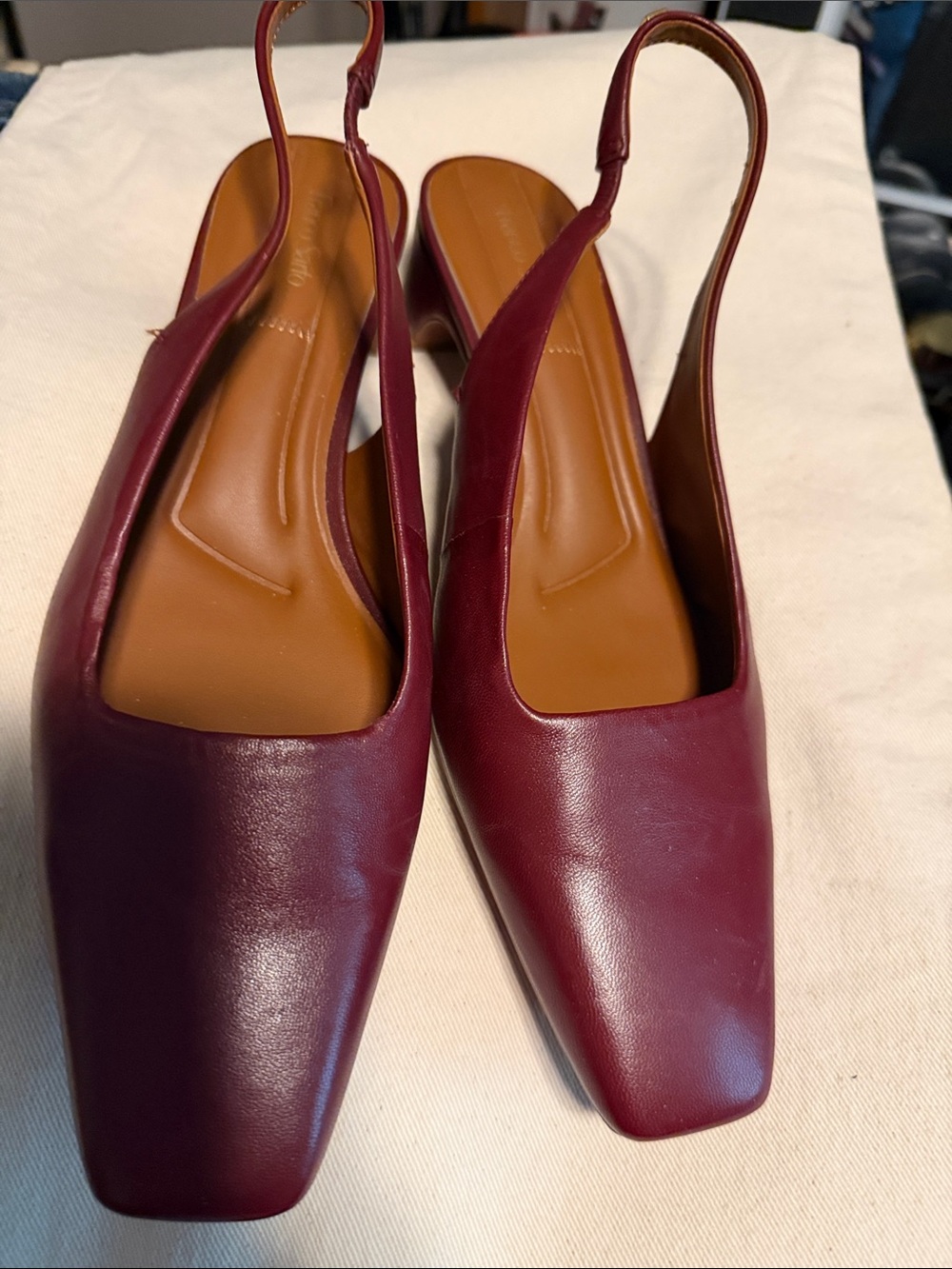 Franco Sarto Burgundy Slingback Square-Toe Pumps